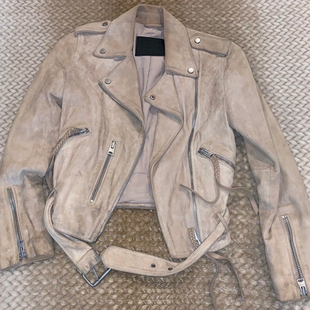 GUC All Saints Balfern Suede Jacket in Cream - Size UK4/US0 ⭐️1 DAY FLASH SALE⭐️
